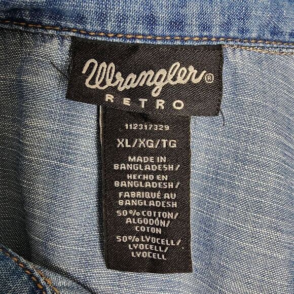 Wrangler Retro Women Tops, Denim Button Down Western Shirt, Sz XL - Picture 2 of 7